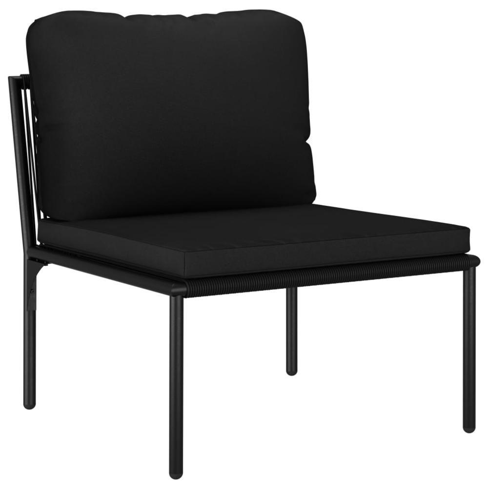 vidaXL 5 Piece Garden Lounge Set with Cushions Black PVC, 48590. Picture 6