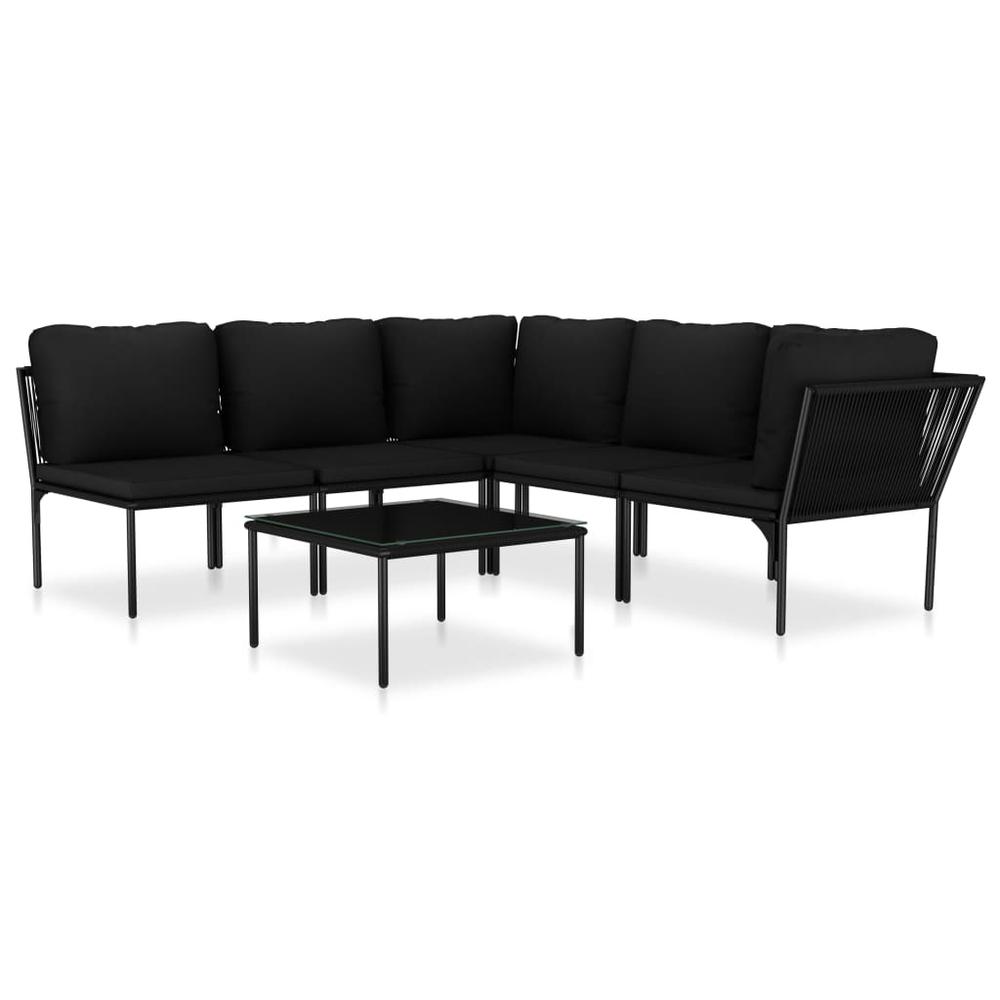 vidaXL 6 Piece Garden Lounge Set with Cushions Black PVC, 48591. Picture 2