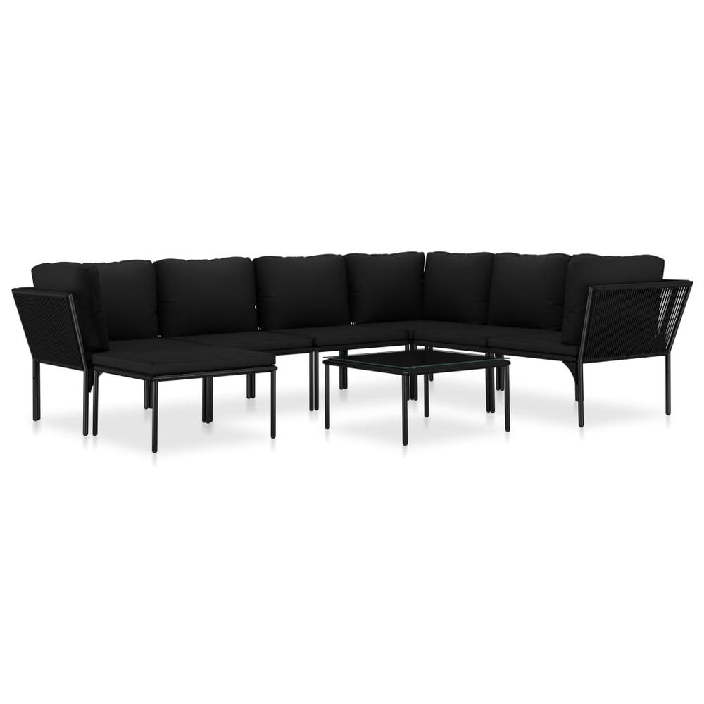 vidaXL 8 Piece Garden Lounge Set with Cushions Black PVC, 48592. Picture 2