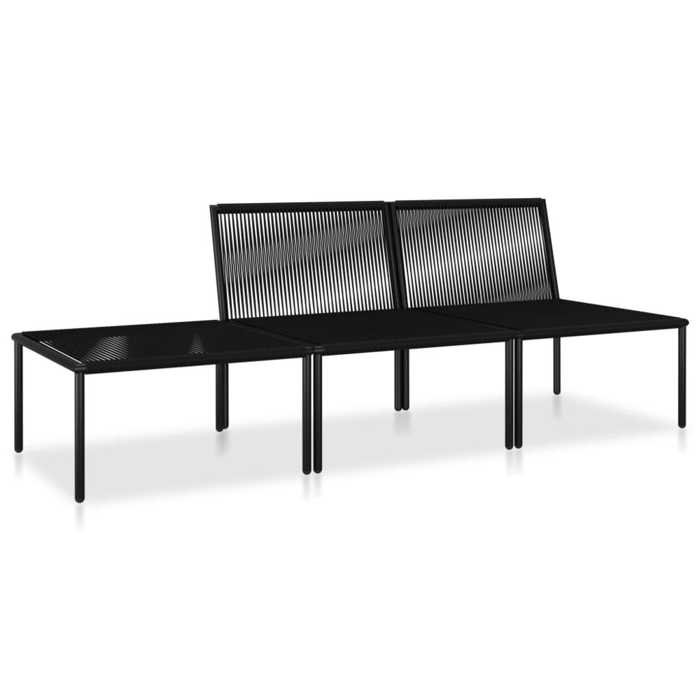 vidaXL 3 Piece Garden Lounge Set with Cushions Black PVC, 48593. Picture 3