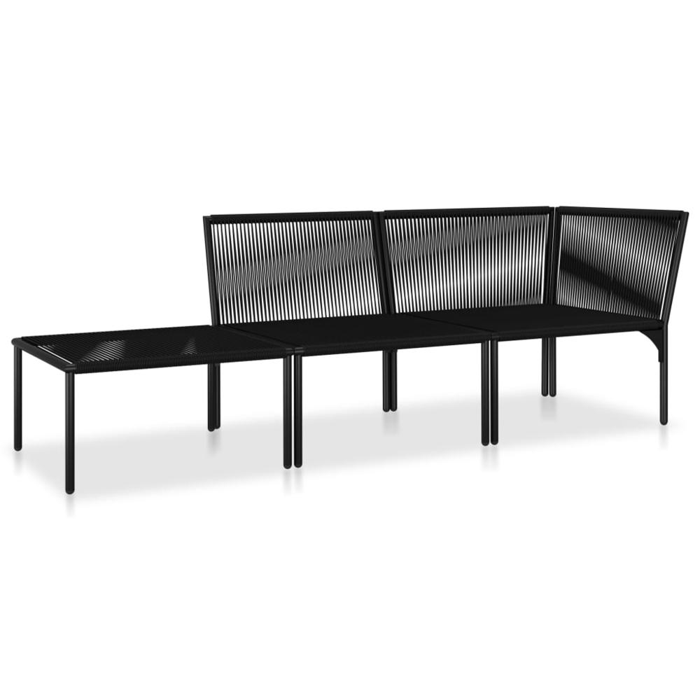 vidaXL 3 Piece Garden Lounge Set with Cushions Black PVC, 48594. Picture 3