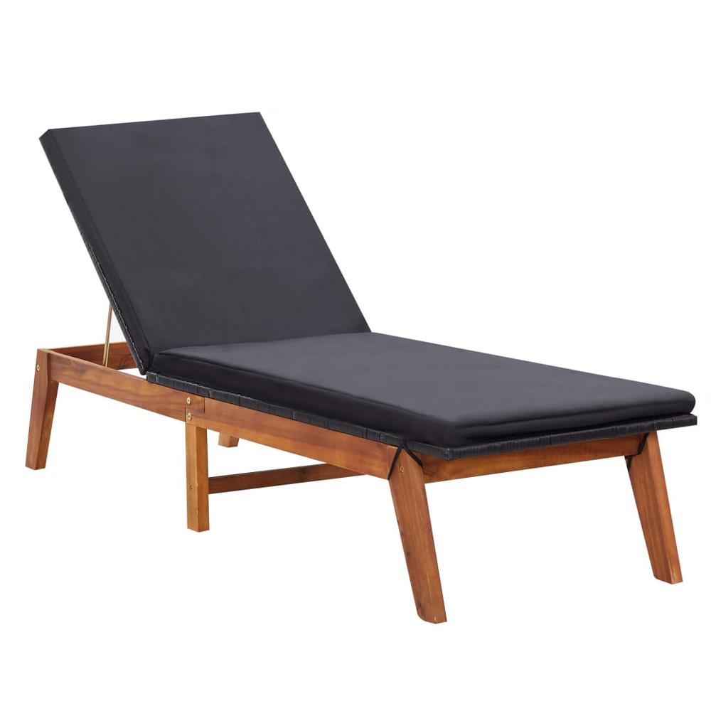 vidaXL Sun Lounger with Table Poly Rattan and Solid Acacia Wood, 45991. Picture 3
