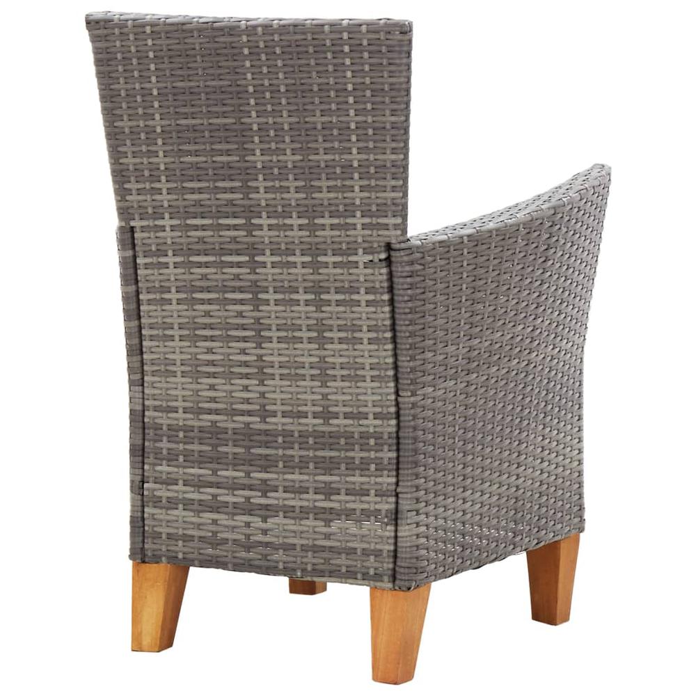 vidaXL Garden Chairs 2 pcs with Cushions Poly Rattan Gray, 46003. Picture 5