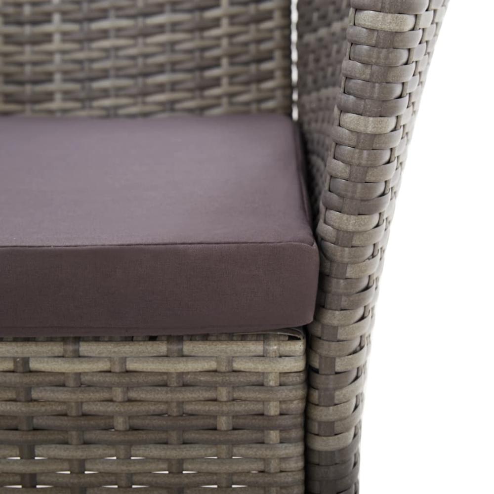 vidaXL Garden Chairs 2 pcs with Cushions Poly Rattan Gray, 46003. Picture 6