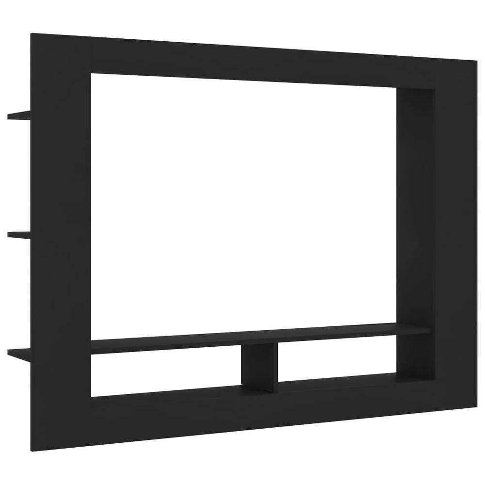 vidaXL TV Cabinet Black 59.8"x8.7"x44.5" Chipboard, 800739. Picture 2