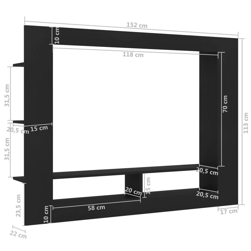 vidaXL TV Cabinet Black 59.8"x8.7"x44.5" Chipboard, 800739. Picture 6