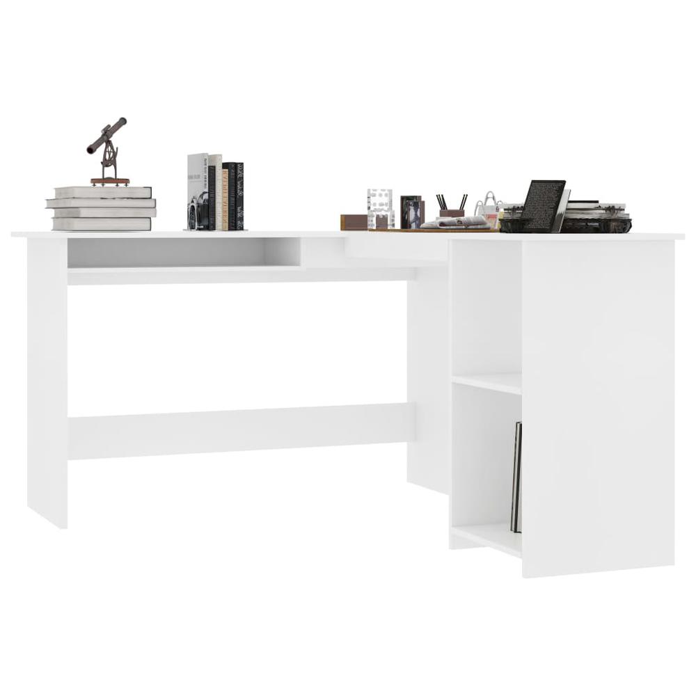 vidaXL L-Shaped Corner Desk White 47.2"x55.1"x29.5" Chipboard, 800747. Picture 3