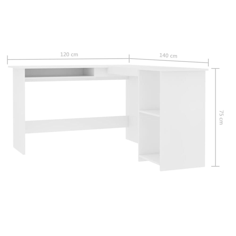 vidaXL L-Shaped Corner Desk White 47.2"x55.1"x29.5" Chipboard, 800747. Picture 6