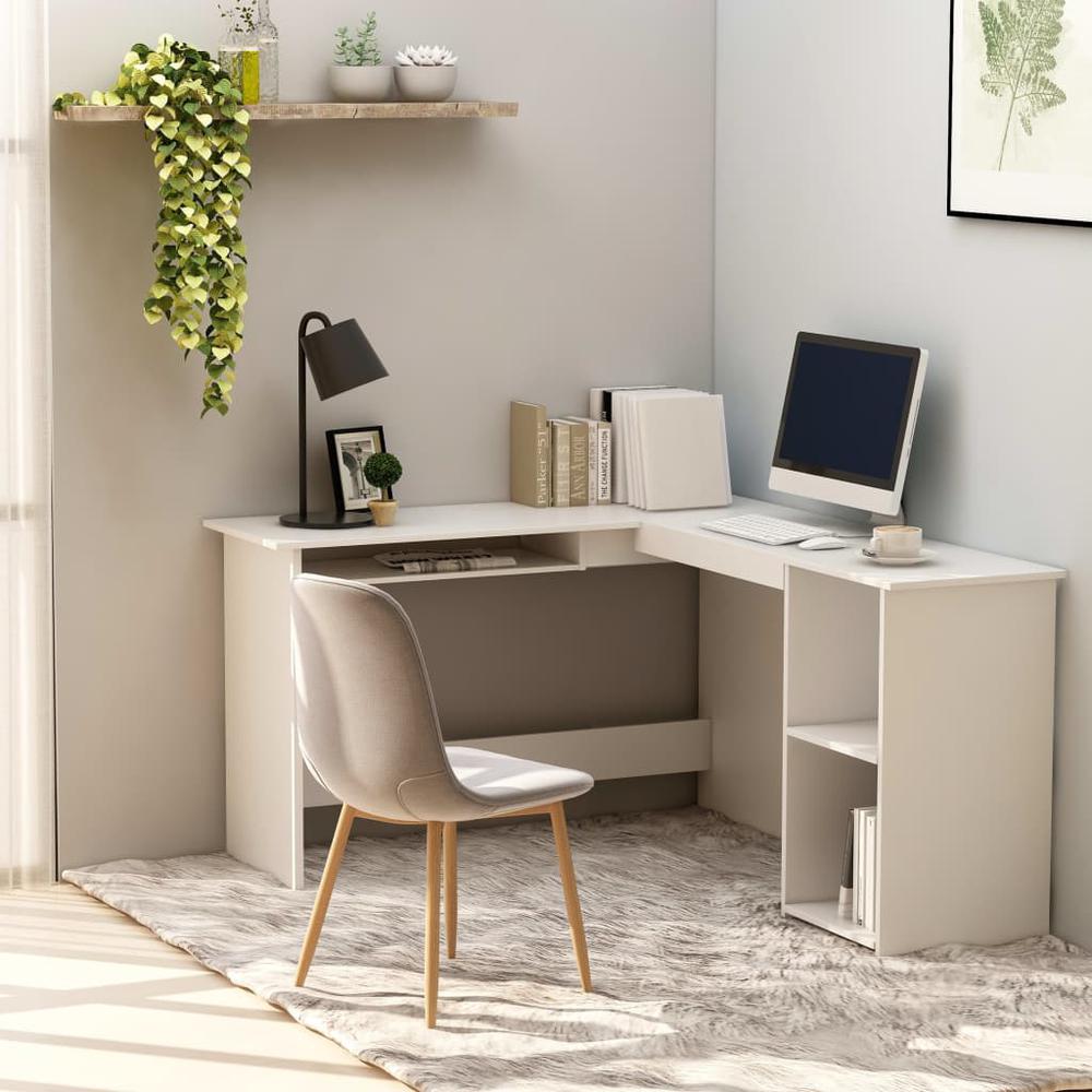 vidaXL L-Shaped Corner Desk White 47.2"x55.1"x29.5" Chipboard, 800747. Picture 1