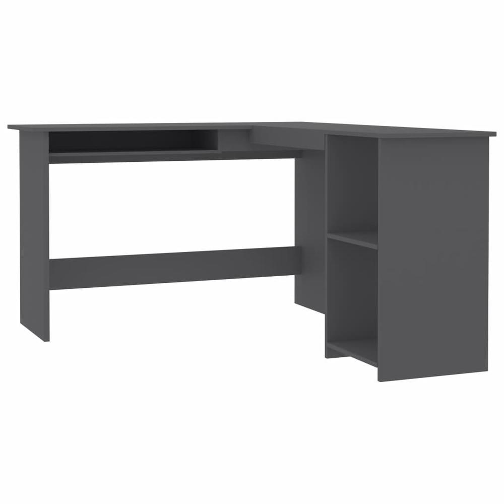 vidaXL L-Shaped Corner Desk Gray 47.2"x55.1"x29.5" Chipboard, 800749. Picture 2