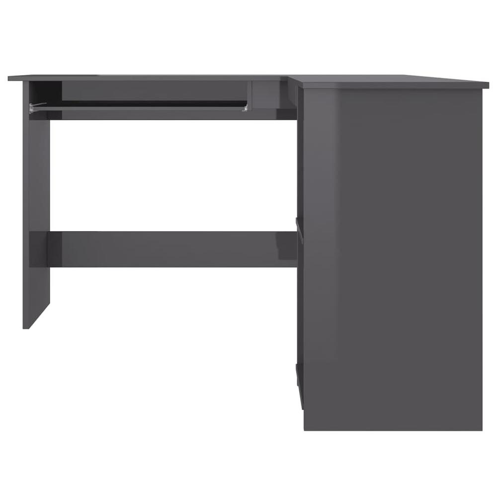 L-Shaped Corner Desk High Gloss Gray 47.2" x 55.1" x 29.5" Engineered Wood. Picture 3