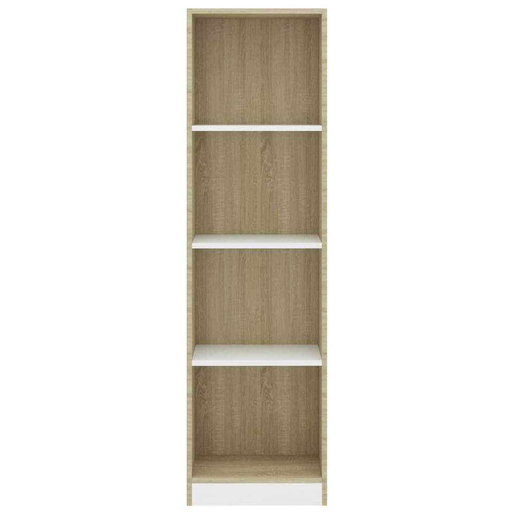 vidaXL 4-Tier Book Cabinet White and Sonoma Oak 15.7"x9.4"x55.9" Chipboard, 800842. Picture 4