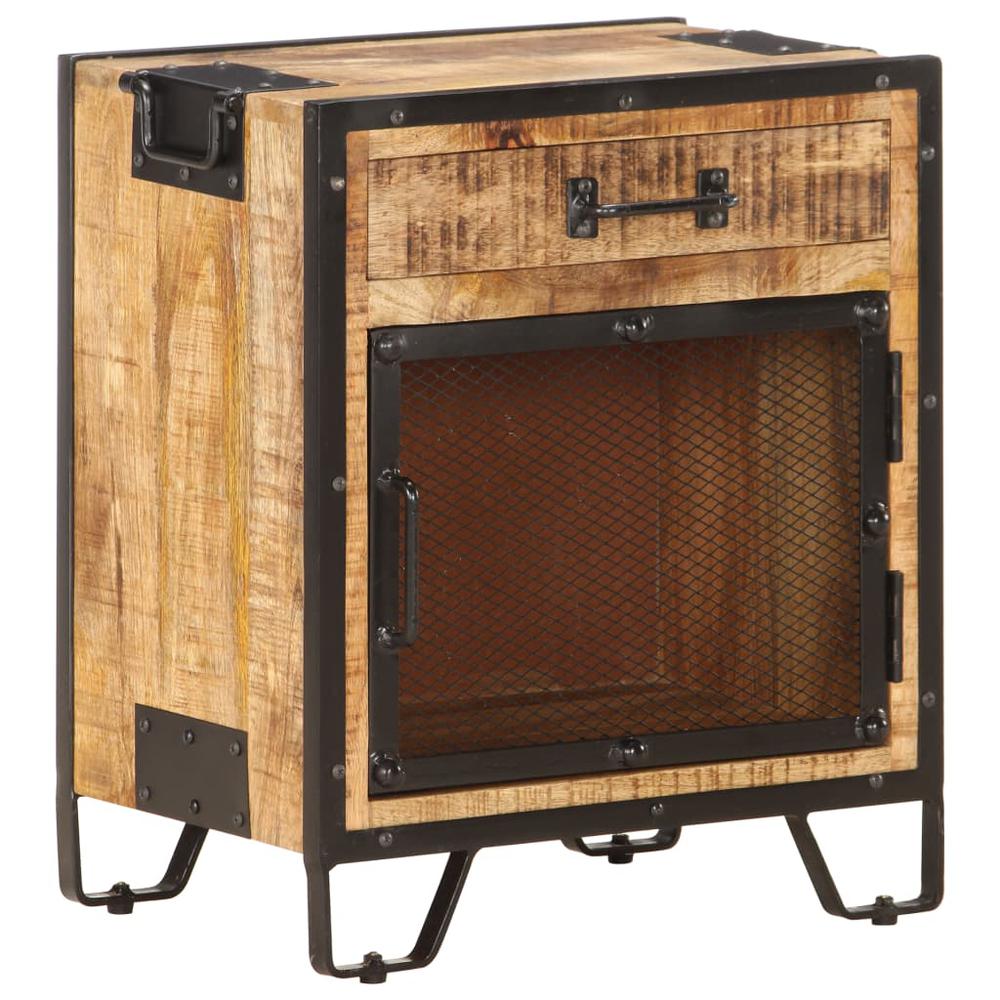 vidaXL Bedside Cabinet 16.9"x11.8"x20" Solid Rough Mango Wood, 285892. Picture 1