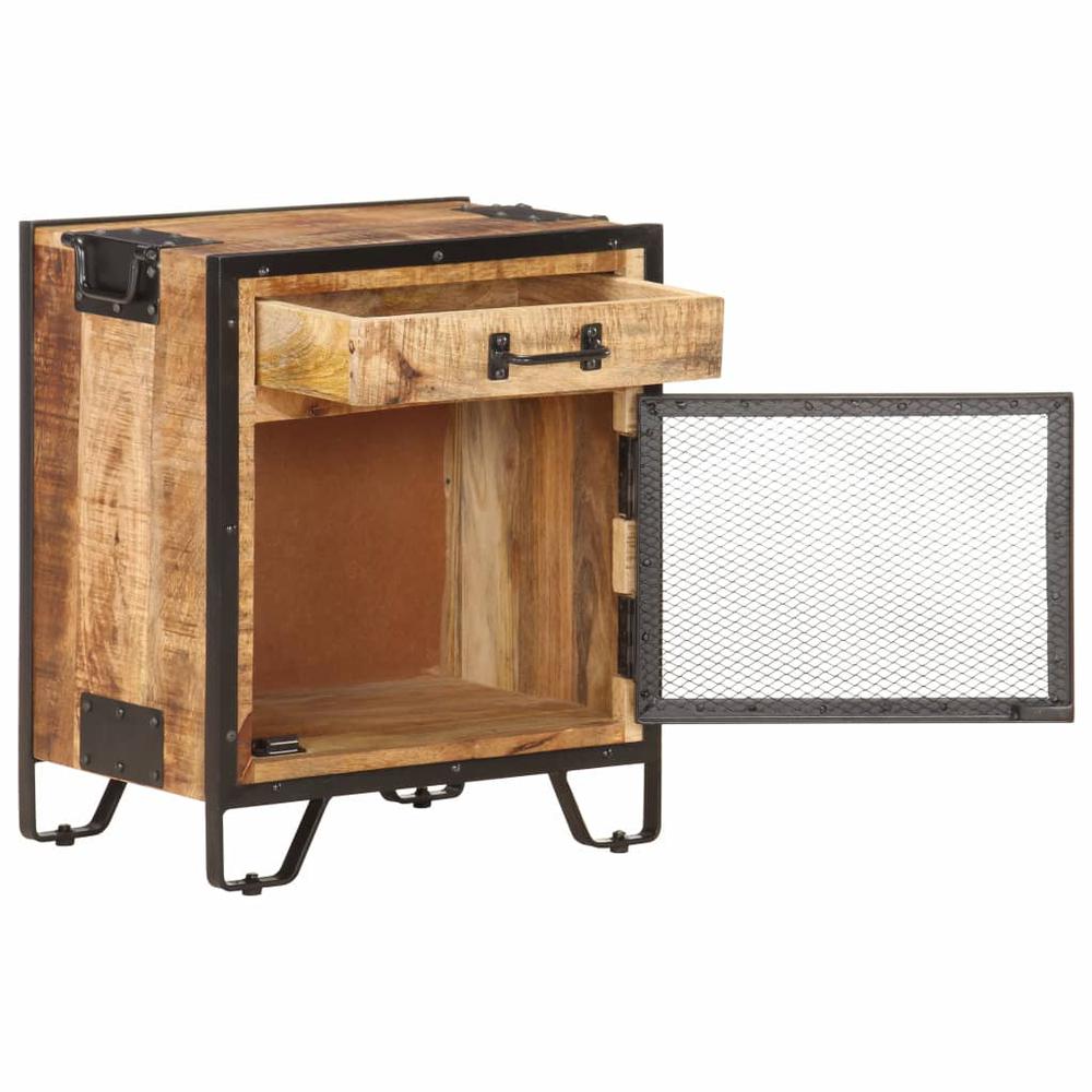 vidaXL Bedside Cabinet 16.9"x11.8"x20" Solid Rough Mango Wood, 285892. Picture 4