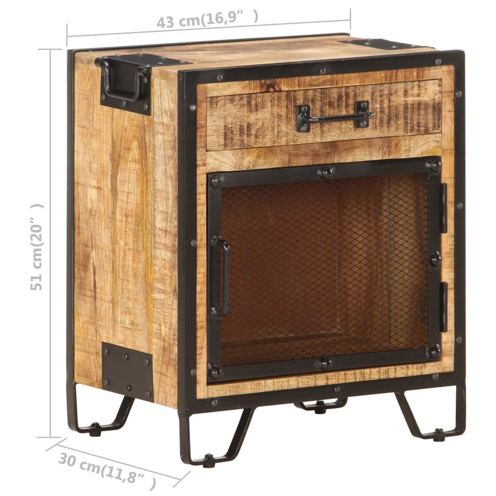 vidaXL Bedside Cabinet 16.9"x11.8"x20" Solid Rough Mango Wood, 285892. Picture 7