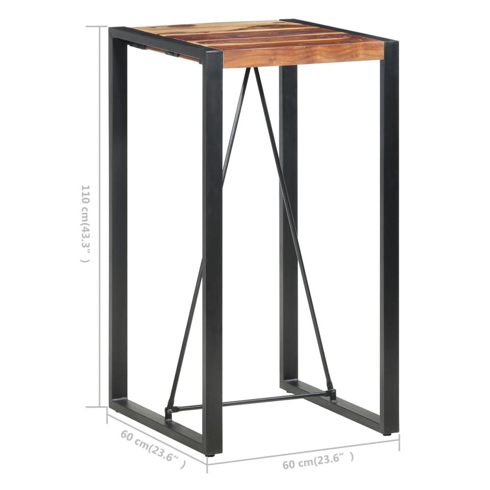 vidaXL Bar Table 23.6"x23.6"x43.3" Solid Sheesham Wood. Picture 5