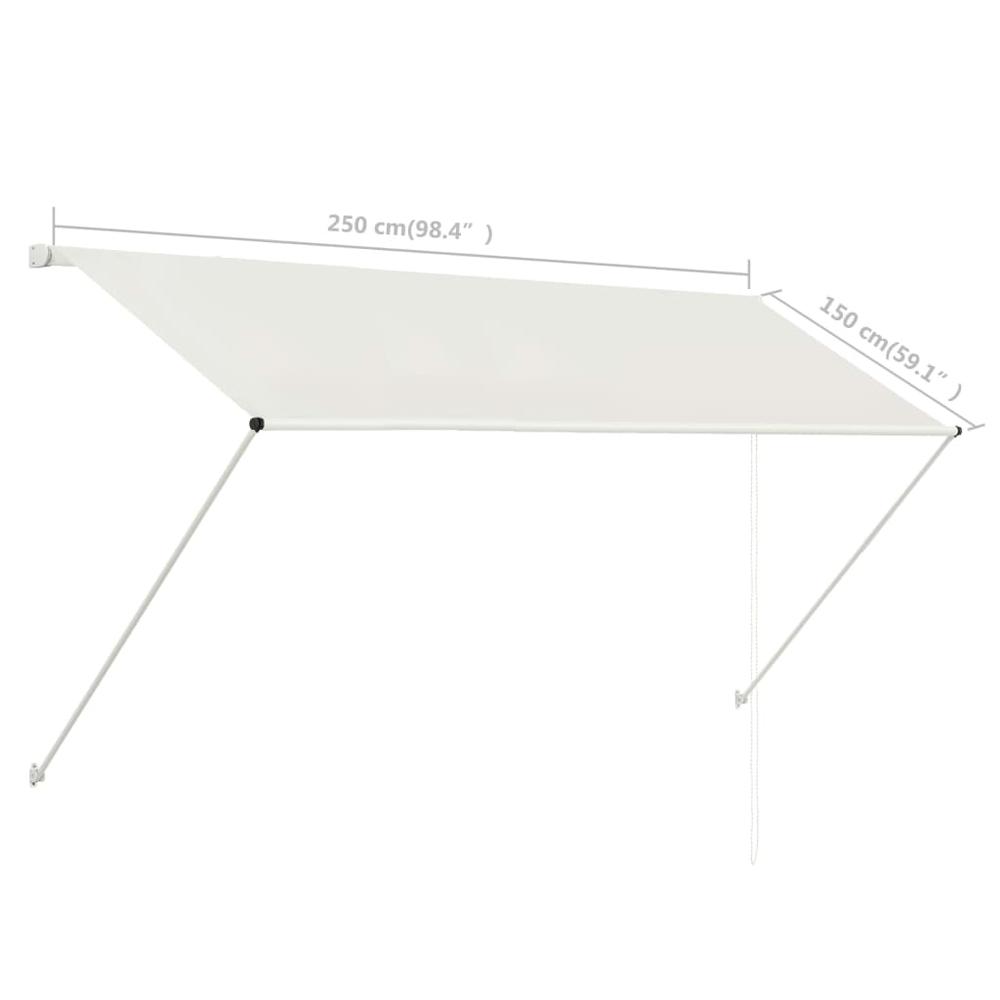 vidaXL Retractable Awning 98.4"x59.1" Cream. Picture 7