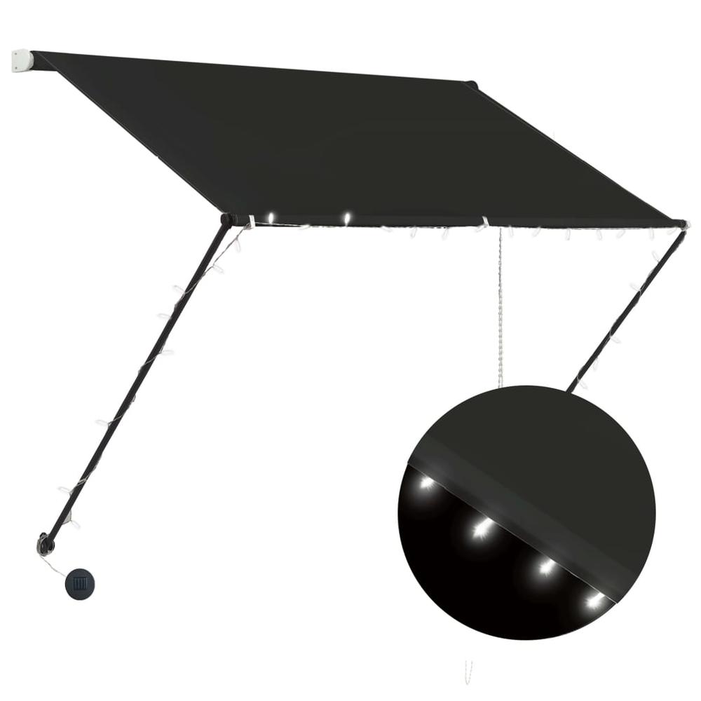 vidaXL Retractable Awning with LED 78.7"x59.1"  Anthracite, 145916. Picture 2