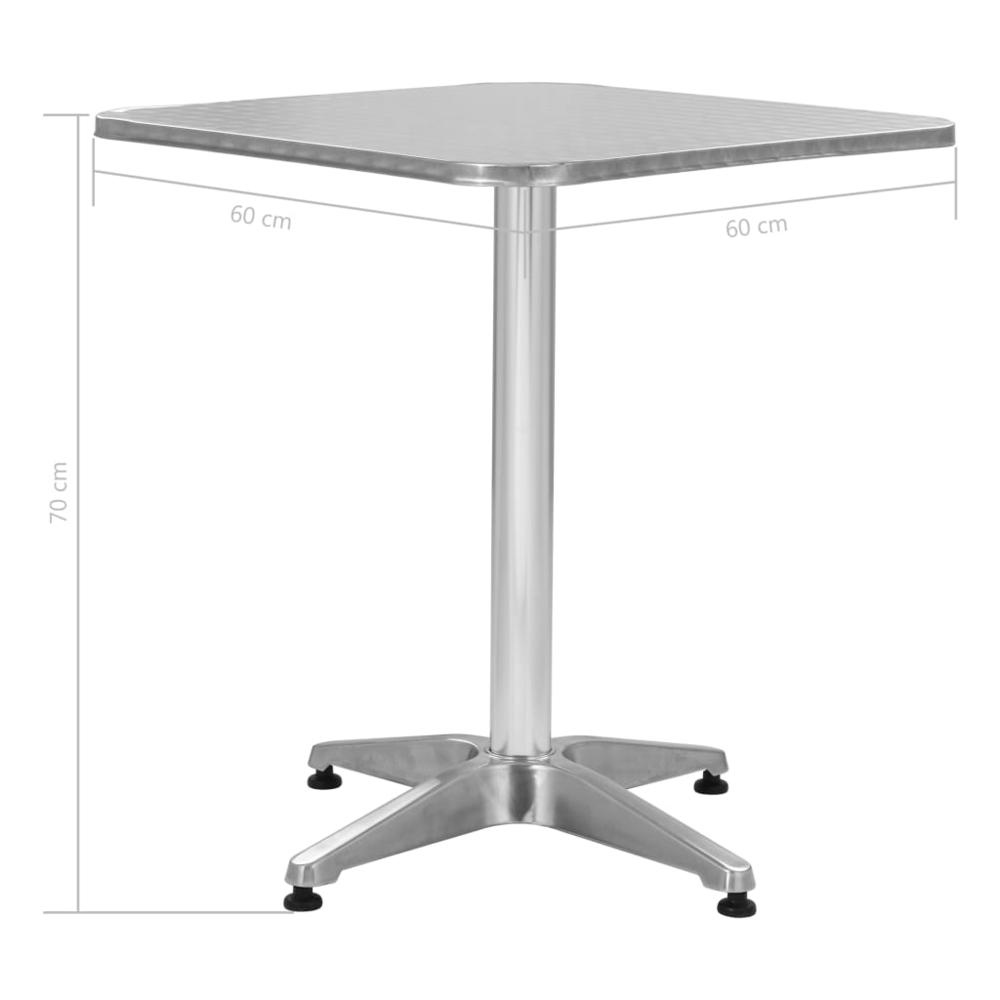 vidaXL Patio Table Silver 23.6"x23.6"x27.6" Aluminum. Picture 5