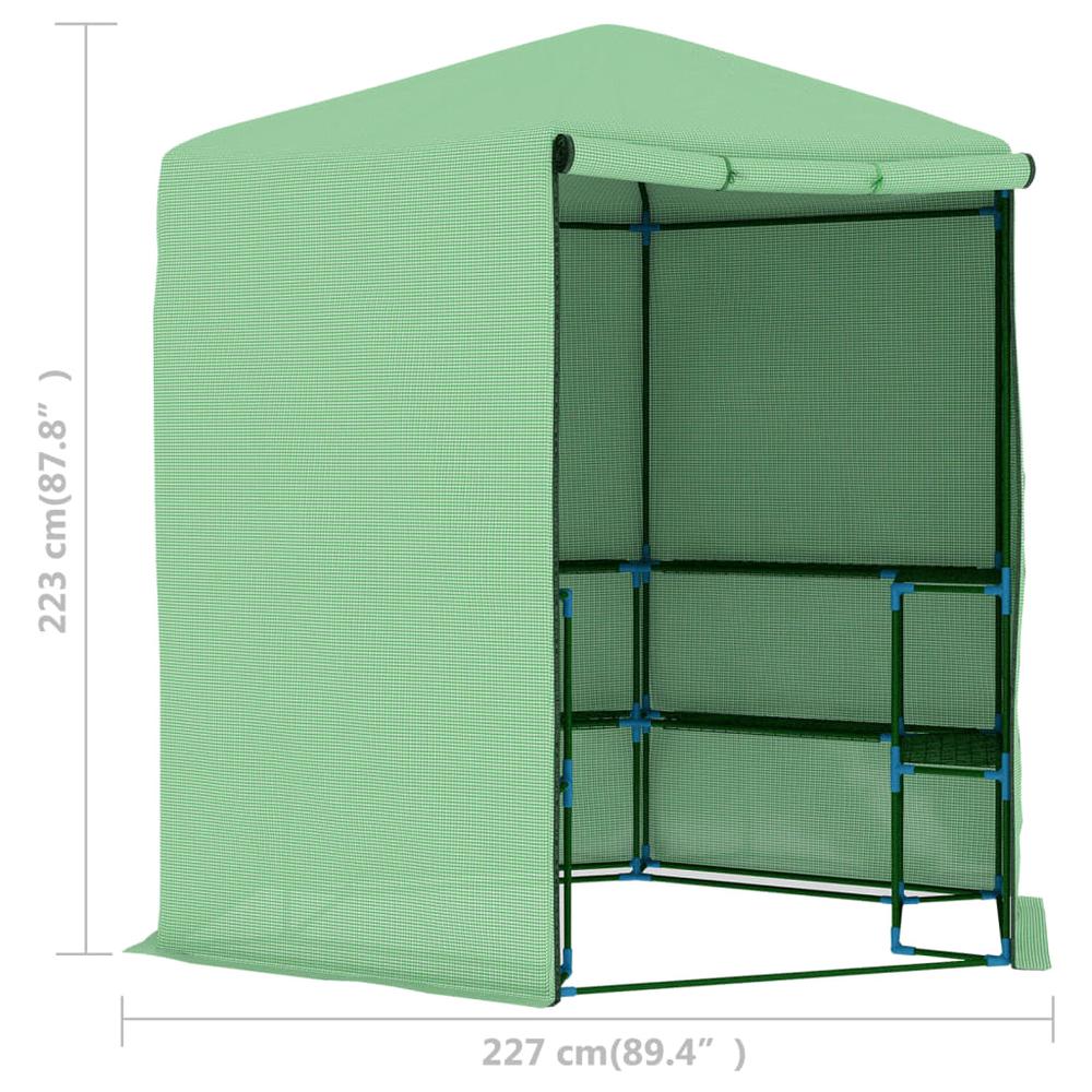 vidaXL Greenhouse with Shelves Steel 89.4"x87.8" 8166. Picture 10