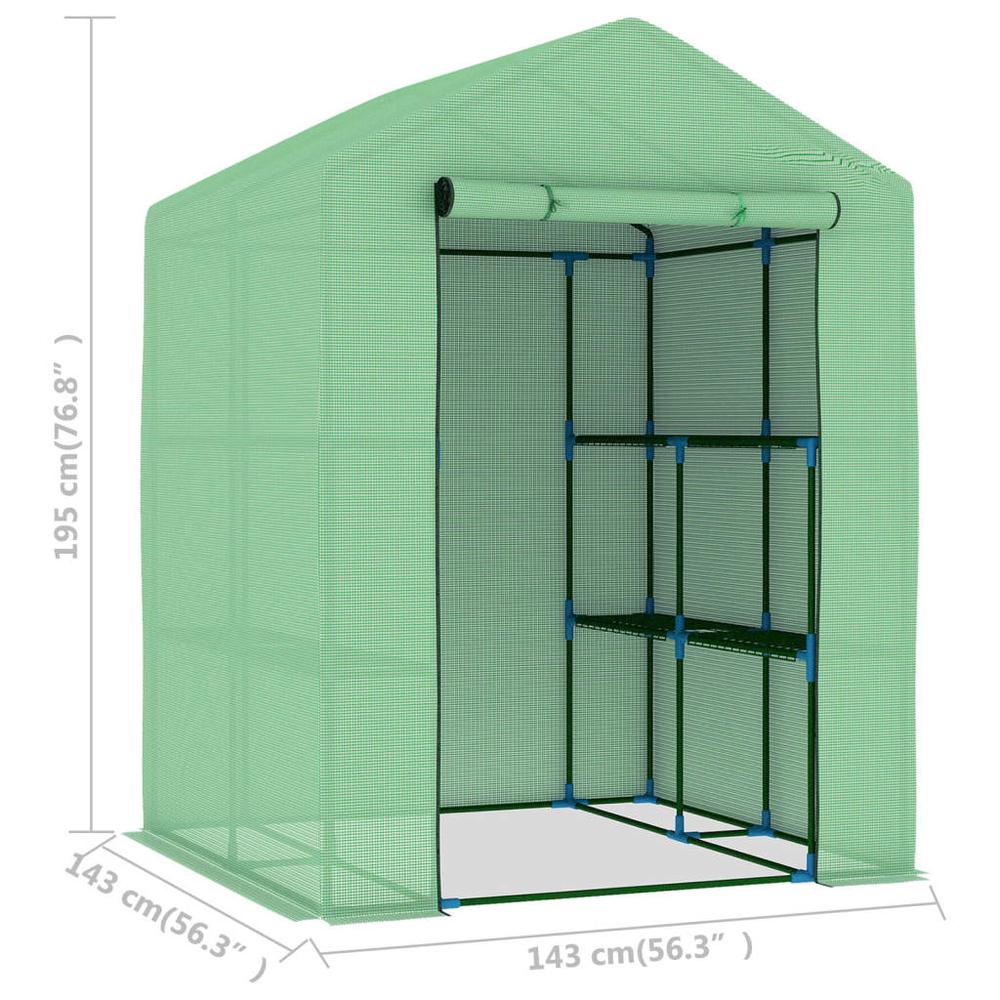 vidaXL Greenhouse with Shelves Steel 56.3"x56.3"x76.8" 8167. Picture 10