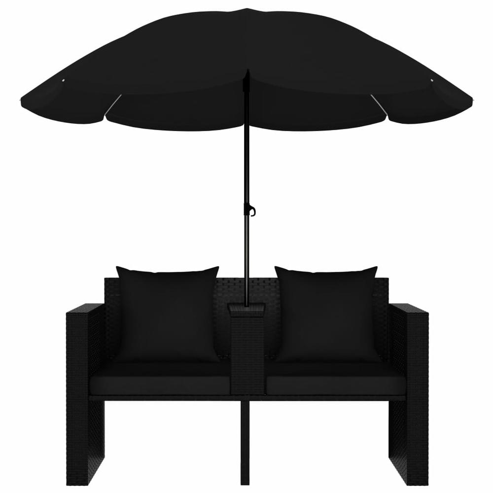 vidaXL Garden Bed with Parasol Poly Rattan Black, 47398. Picture 4