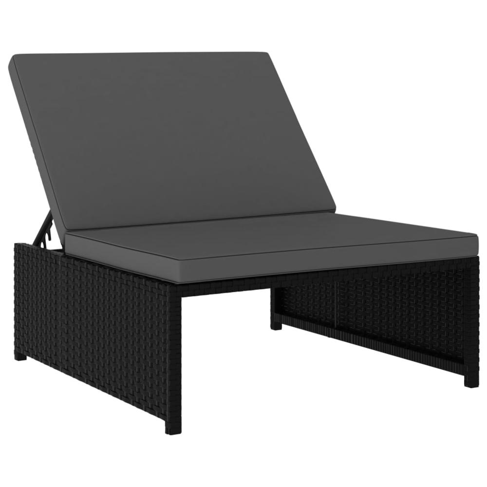 vidaXL Sun Loungers 2 pcs with Table Poly Rattan Black, 47402. Picture 5