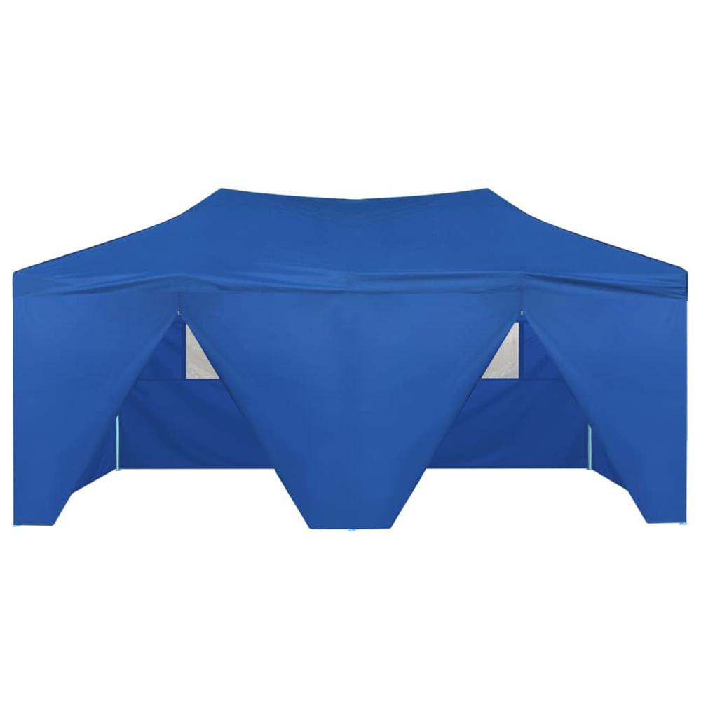 vidaXL Professional Folding Party Tent with 4 Sidewalls 118.1"x236.2" Steel Blue, 48865. Picture 4