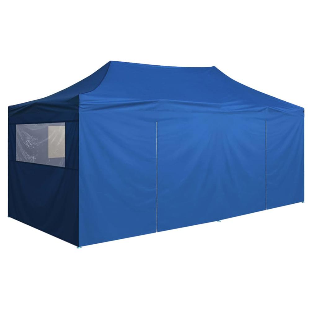 vidaXL Professional Folding Party Tent with 4 Sidewalls 118.1"x236.2" Steel Blue, 48865. Picture 5
