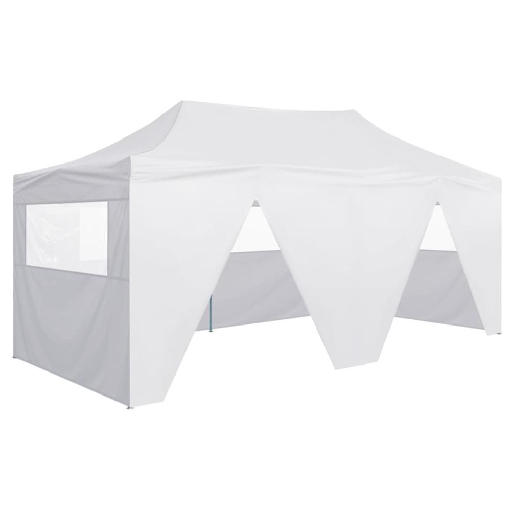 vidaXL Professional Folding Party Tent with 4 Sidewalls 118.1"x236.2" Steel White, 48868. Picture 1