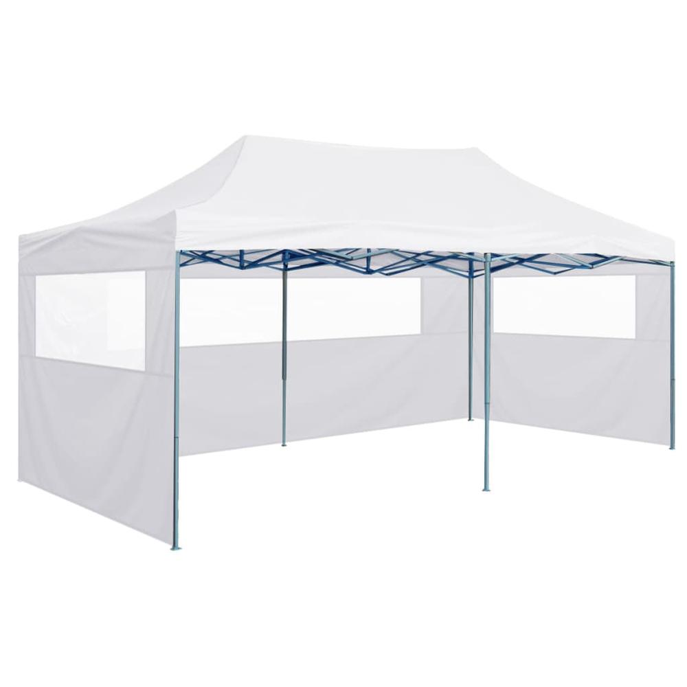 vidaXL Professional Folding Party Tent with 4 Sidewalls 118.1"x236.2" Steel White, 48868. Picture 4