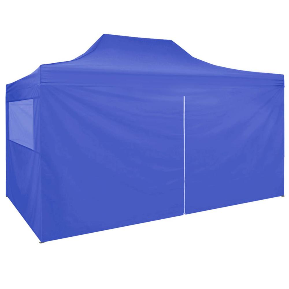 vidaXL Professional Folding Party Tent with 4 Sidewalls 118.1"x157.5"Steel Blue, 48891. Picture 4