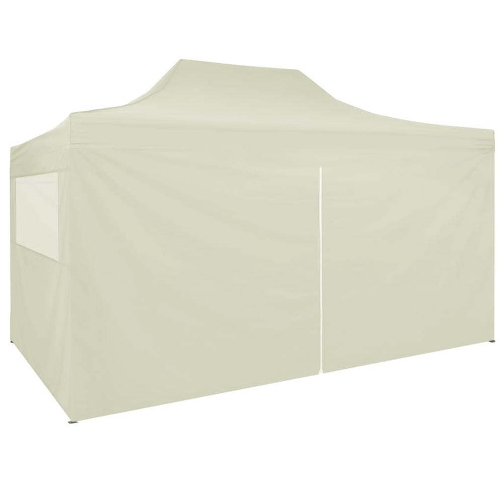 vidaXL Professional Folding Party Tent with 4 Sidewalls 118.1"x157.5" Steel Cream, 48894. Picture 4