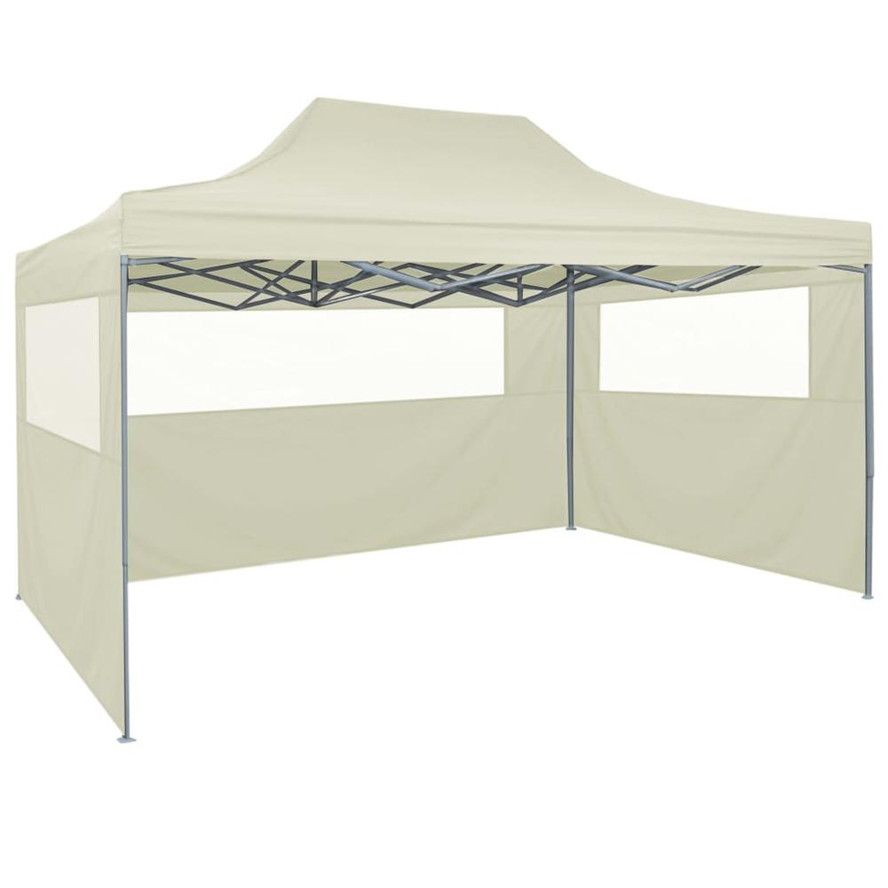 vidaXL Professional Folding Party Tent with 4 Sidewalls 118.1"x157.5" Steel Cream, 48894. Picture 5