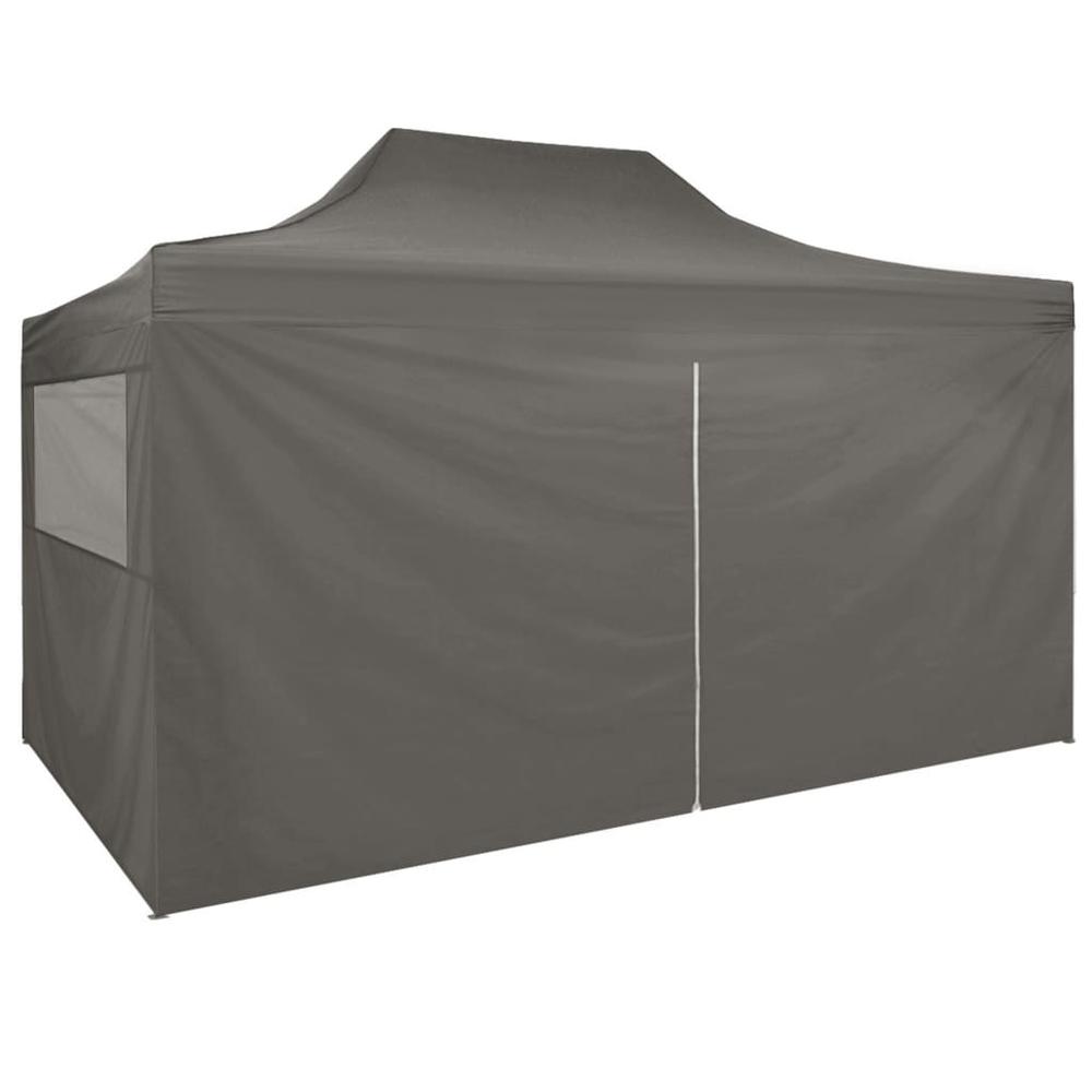 vidaXL Professional Folding Party Tent with 4 Sidewalls 118.1"x157.5" Steel Anthracite, 48897. Picture 4