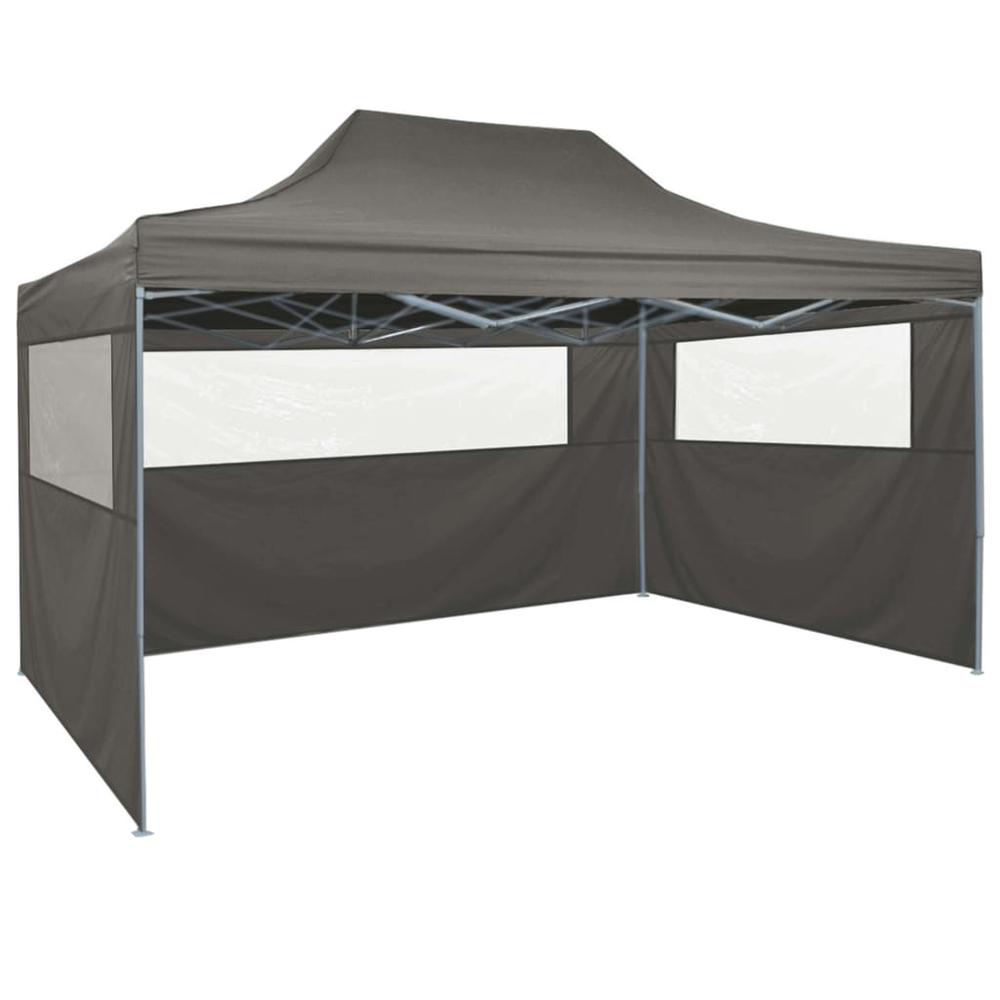 vidaXL Professional Folding Party Tent with 4 Sidewalls 118.1"x157.5" Steel Anthracite, 48897. Picture 5