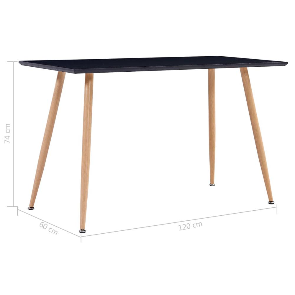 vidaXL Dining Table Black and Oak 47.2"x23.6"x29.1" MDF, 248307. Picture 5