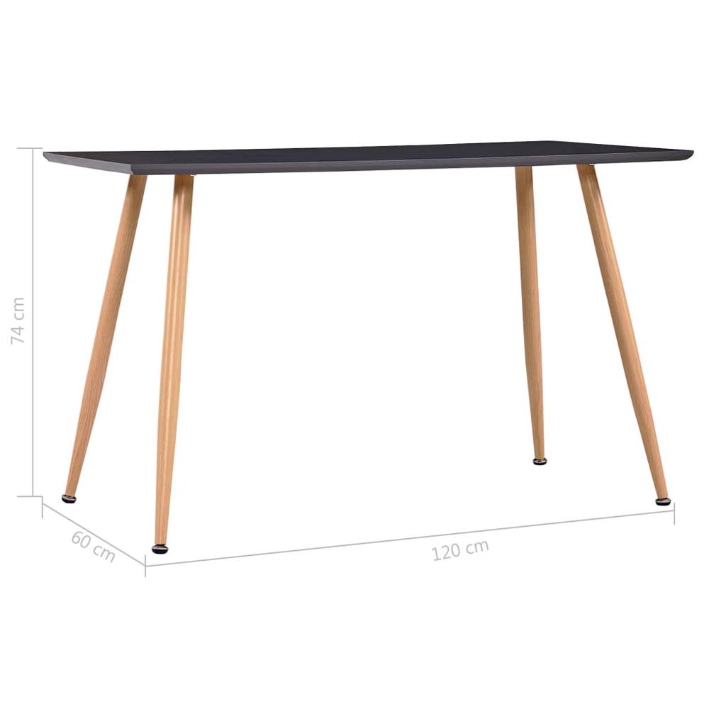 vidaXL Dining Table Gray and Oak 47.2"x23.6"x29.1" MDF, 248310. Picture 6
