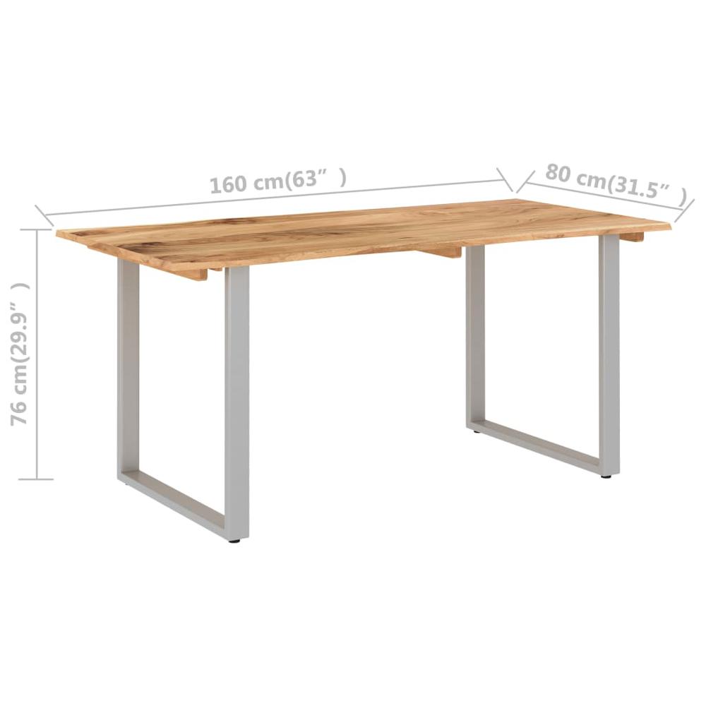 vidaXL Dining Table 63"x31.5"x29.9" Solid Acacia Wood 6477. Picture 7