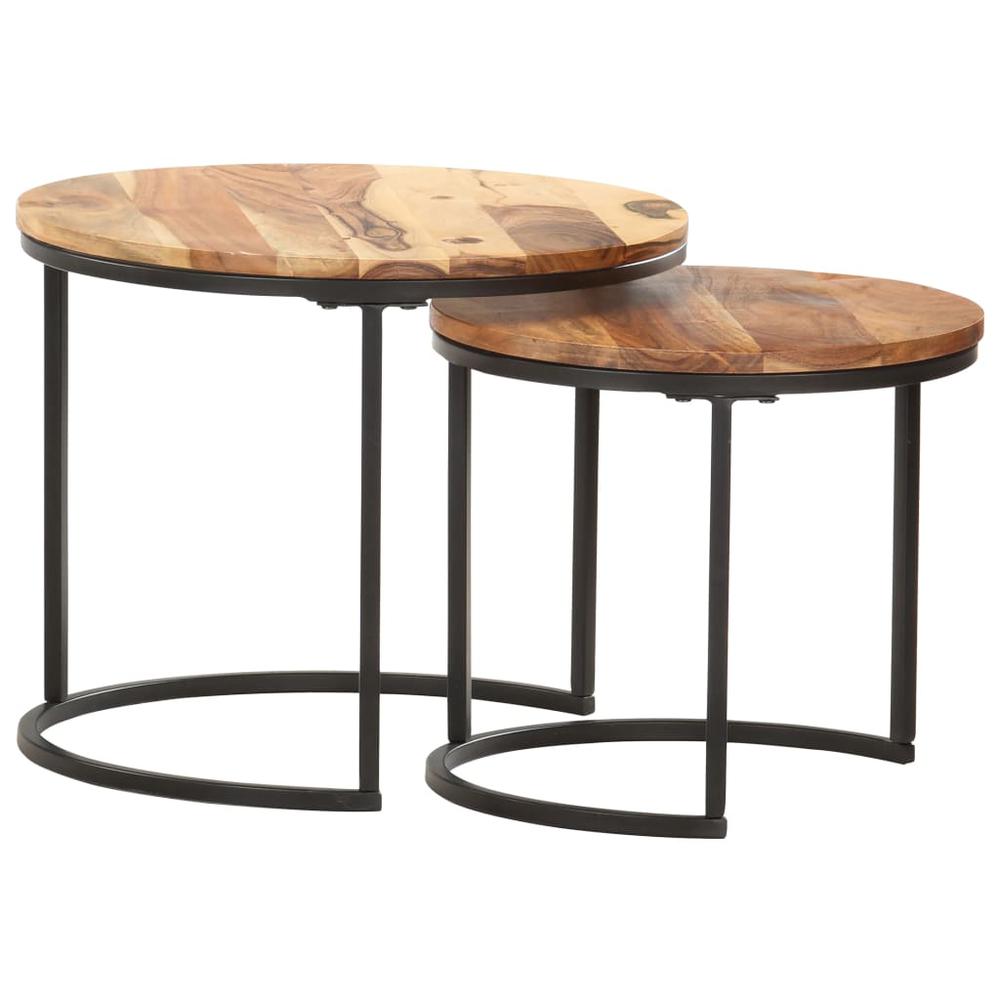 Nesting Tables 2 pcs Solid Acacia Wood. Picture 4