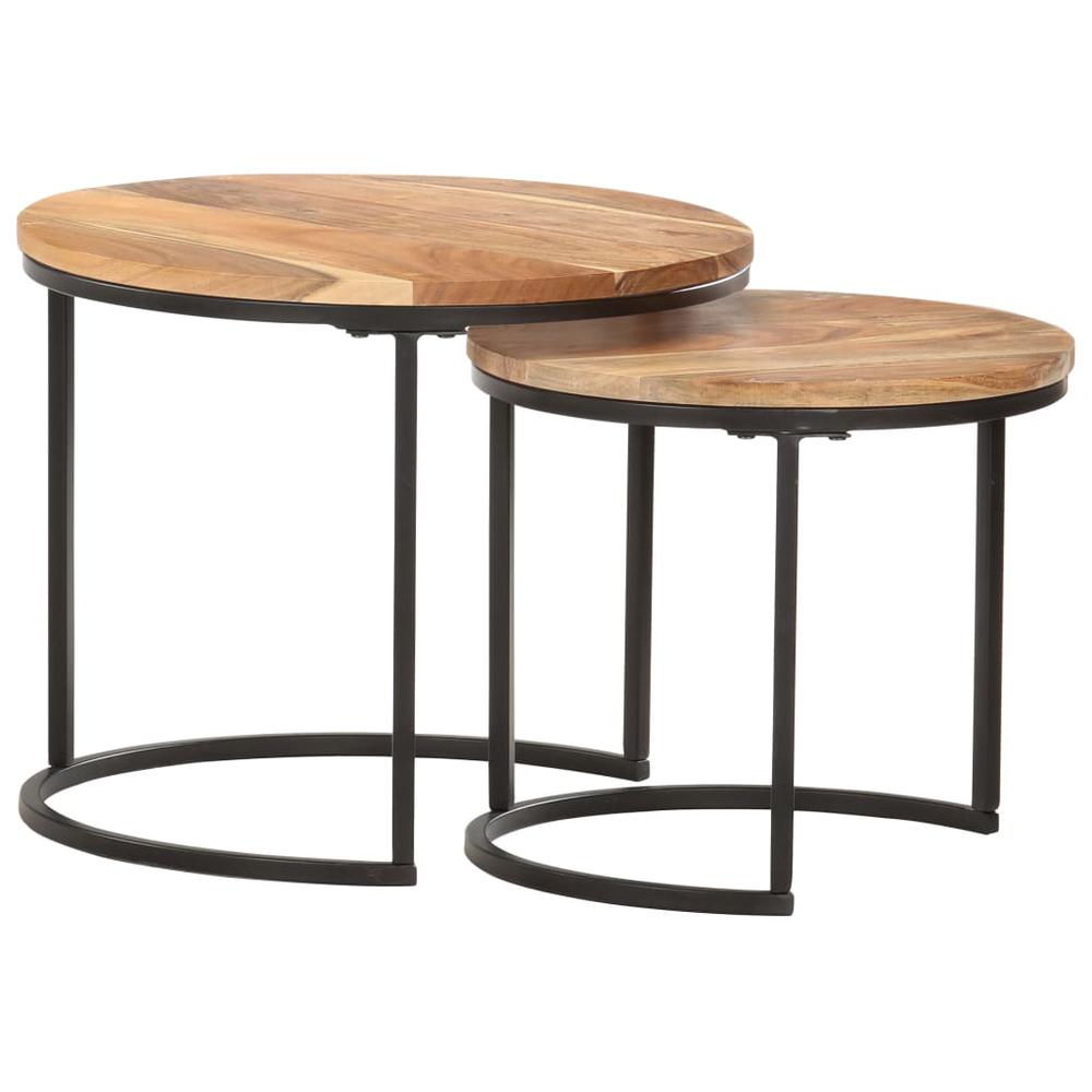 Nesting Tables 2 pcs Solid Acacia Wood. Picture 5