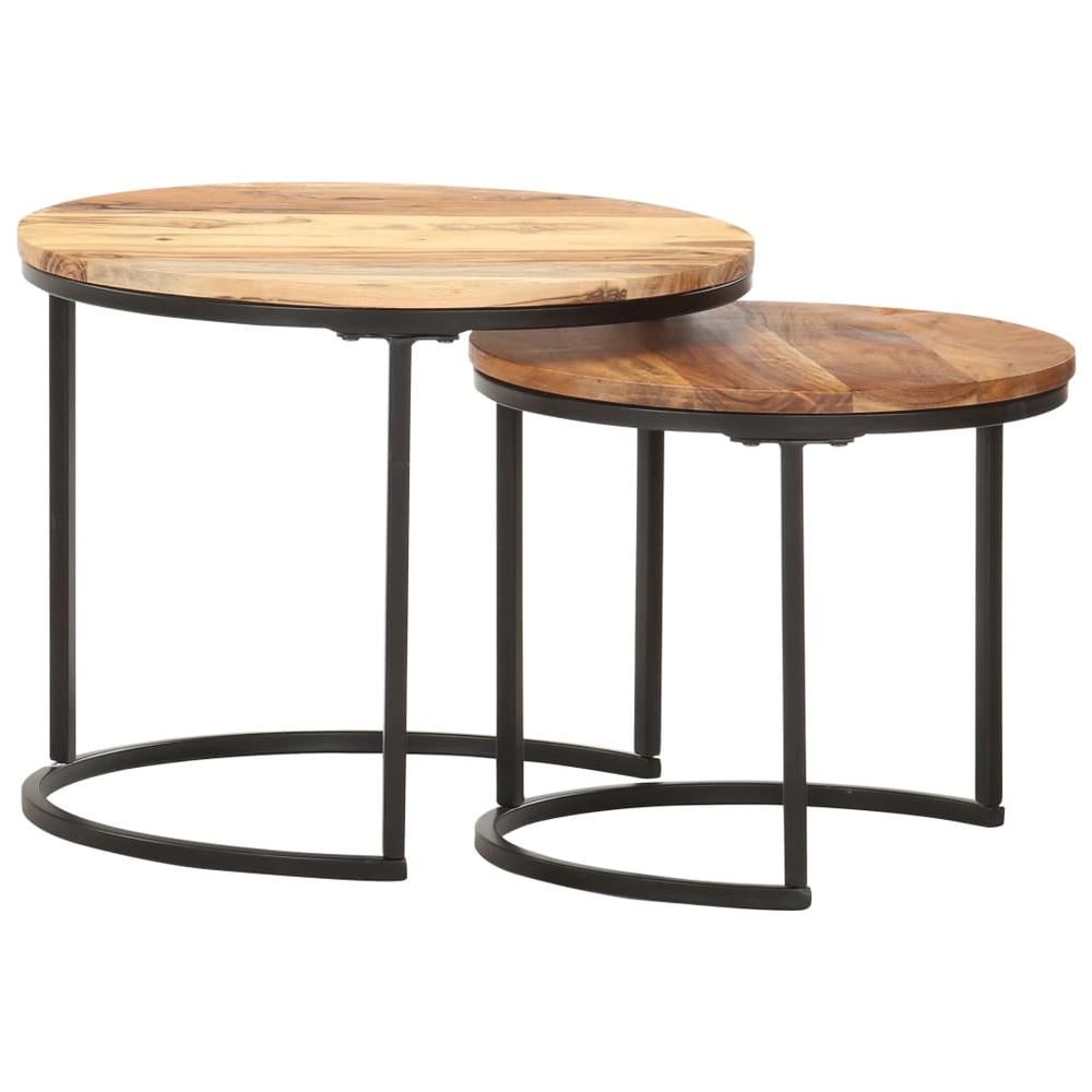 Nesting Tables 2 pcs Solid Acacia Wood. Picture 7