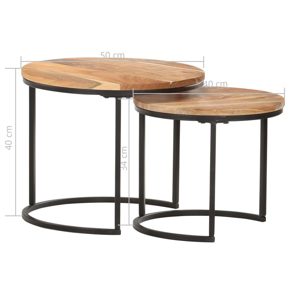 Nesting Tables 2 pcs Solid Acacia Wood. Picture 8
