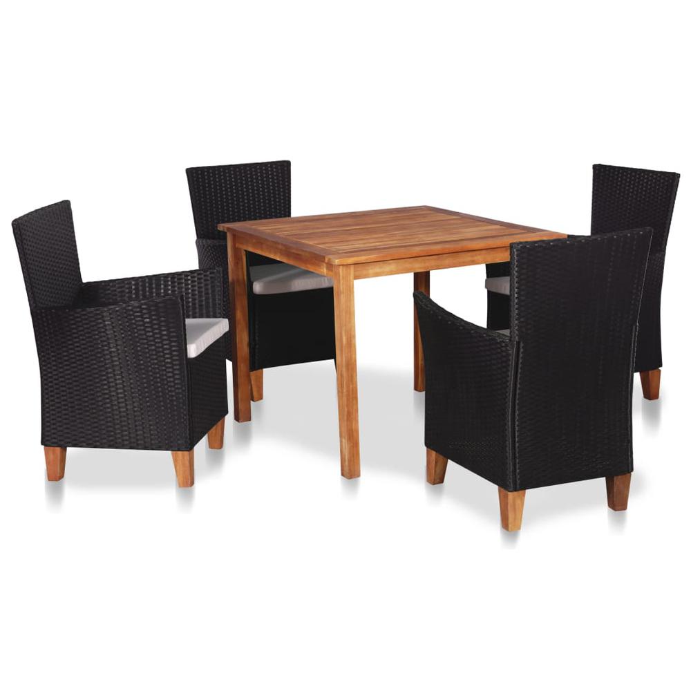 vidaXL 5 Piece Outdoor Dining Set Poly Rattan Black and Brown 9115. Picture 1