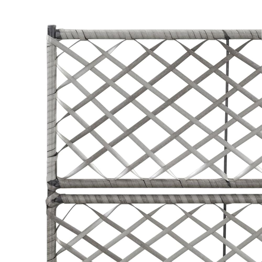 vidaXL Trellis Raised Bed with 2 Pots 22.8" x 11.8" x 42.1" Poly Rattan Gray. Picture 5