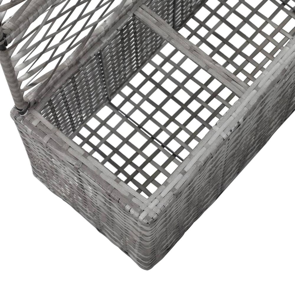 vidaXL Trellis Raised Bed with 3 Pots 32.7"x11.8"x51.2" Poly Rattan Gray. Picture 6