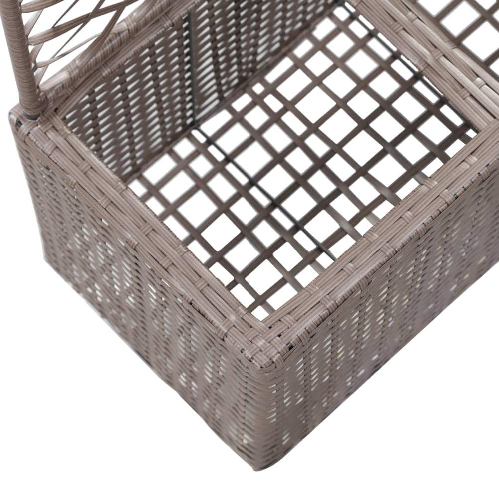 vidaXL Trellis Raised Bed with 2 Pots 22.8"x11.8"x42.1" Poly Rattan Brown, 46937. Picture 6