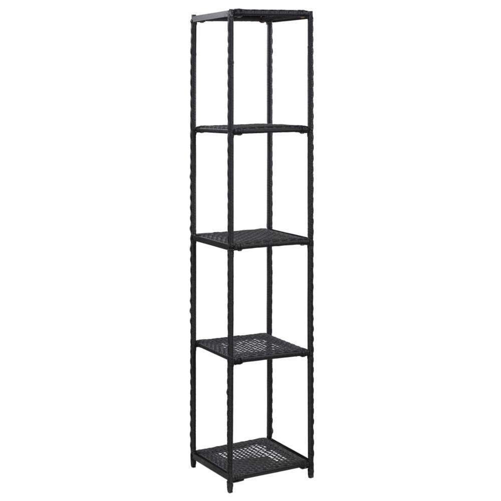 vidaXL Storage Shelf Black 11.8"x11.8"x59.1" Poly Rattan, 46975. Picture 1