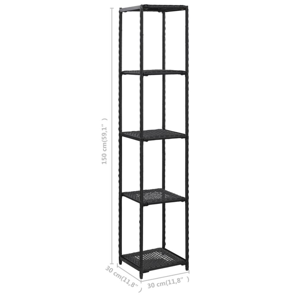 vidaXL Storage Shelf Black 11.8"x11.8"x59.1" Poly Rattan, 46975. Picture 5