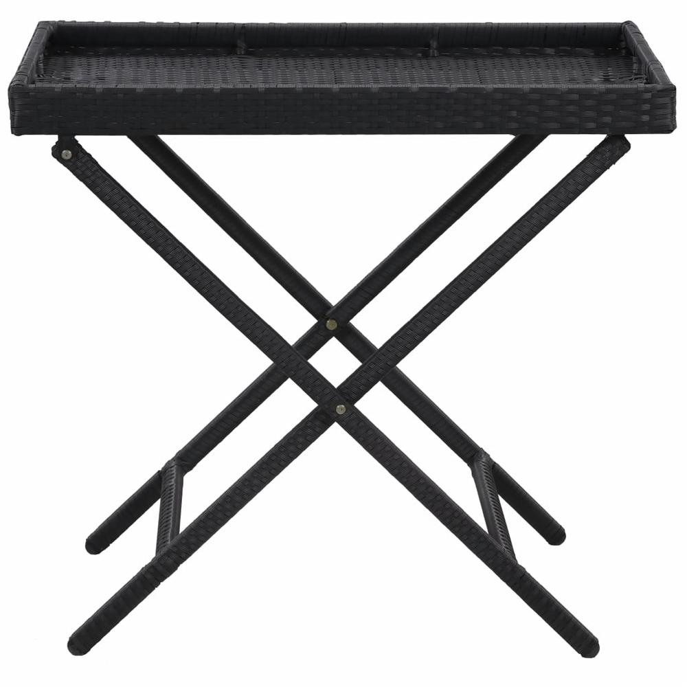 vidaXL Folding Table Black 31.5"x17.7"x29.5" Poly Rattan, 46980. Picture 2